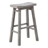 Wire Brushed Gray Saddle Wood Bar Stool