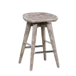 Wirebrushed Barnwood Swivel Counter Stool
