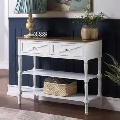 Wood & White Traditional Console Table