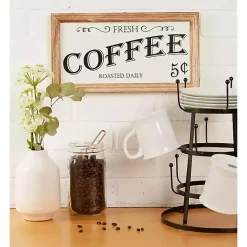 Wood and Metal Coffee Framed Plaque