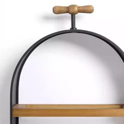 Wood and Metal 5-Tier Wine Bottle Wall Shelf