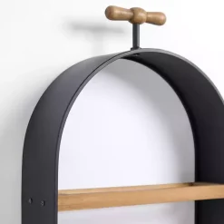 Wood and Metal 5-Tier Wine Bottle Wall Shelf