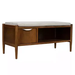 Wood Arcadia Storage Bench with Cushion
