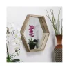Wood Frame Hexagon Wall Mirror