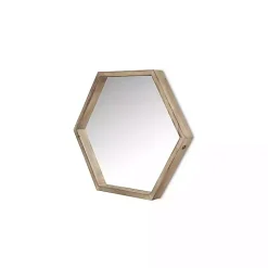 Wood Frame Hexagon Wall Mirror