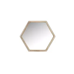 Wood Frame Hexagon Wall Mirror
