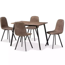 Wood Table and Leather Chairs 5-pc. Dining Set