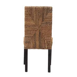 Woven Banana Fiber and Mahogany Dining Chair