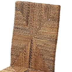 Woven Banana Fiber and Mahogany Dining Chair