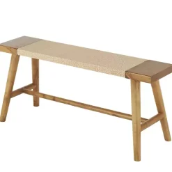 Woven Rope Narrow Wood Bench