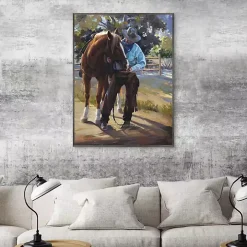 A Man And His Horse Framed Canvas Art Print