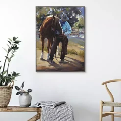A Man And His Horse Framed Canvas Art Print