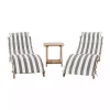 Acacia Wood 3-pc. Chaise Set with Striped Cushions