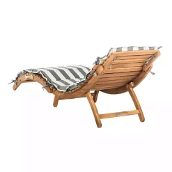 Acacia Wood 3-pc. Chaise Set with Striped Cushions
