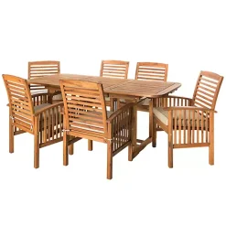 Acacia Wood Slatted 7-pc. Outdoor Dining Set