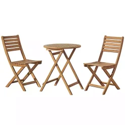 Acacia Wood Slatted 3-pc. Outdoor Bistro Set