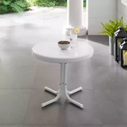 Alabaster White Metal Outdoor Side Table