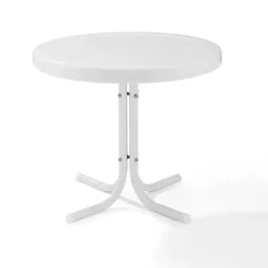 Alabaster White Metal Outdoor Side Table