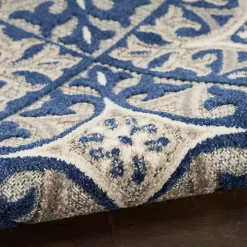 Aloha Blue Geometric Indoor/Outdoor Area Rug, 9x12