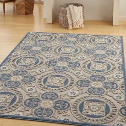 Aloha Blue Medallion Indoor/Outdoor Area Rug, 3x5