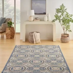 Aloha Blue Medallion Indoor/Outdoor Area Rug, 3x5