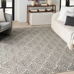 Aloha Gray Botanical Indoor/Outdoor Rug, 5x7