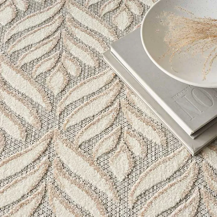 Aloha Ivory Botanical Indoor/Outdoor Area Rug, 3x5