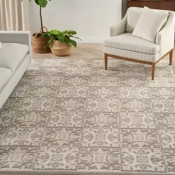 Aloha Ivory Geometric Indoor/Outdoor Area Rug, 3x5