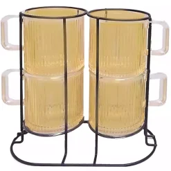 Amber Mugs with Rack 5-pc. Set