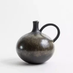Antique Black Gourd Pitcher Vase, 8 in.