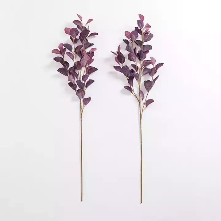Antique Purple Eucalyptus Stems, Set of 2