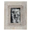 Antique White Wood Beaded Picture Frame, 4x6
