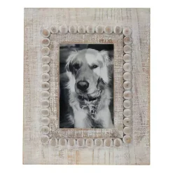 Antique White Wood Beaded Picture Frame, 4x6