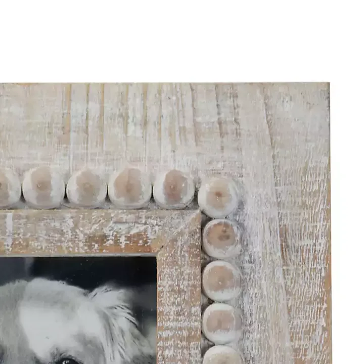 Antique White Wood Beaded Picture Frame, 4x6