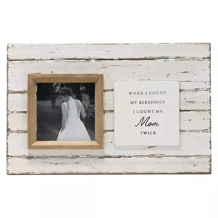Antique White Wooden Mom Picture Frame