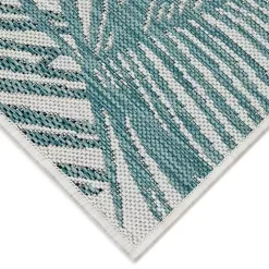 Aqua Forest Leaf Indoor/Outdoor Area Rug, 6x9
