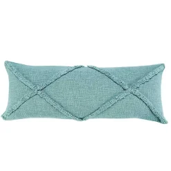 Aqua Fringe Diamond Lumbar Pillow
