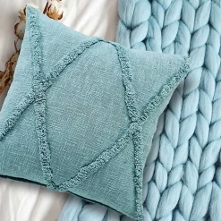 Aqua Fringe Diamond Pillow, 20 in.