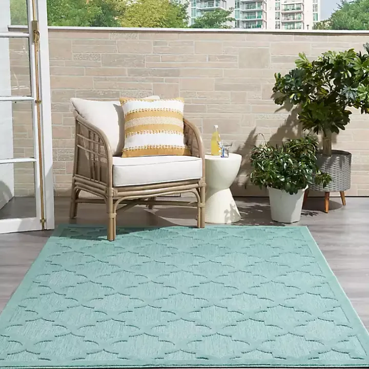 Aqua Trellis Indoor/Outdoor Area Rug, 6x9