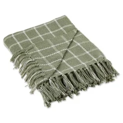 Artichoke Green Plaid Fringed Throw