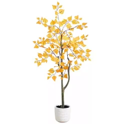 Autumn Birch Tree in Decorative Planter, 4 ft.