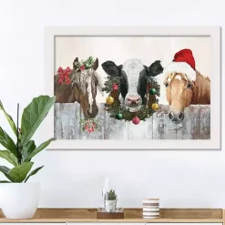 Barn Animals White Framed Canvas Art Print