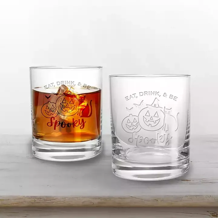 Be Spooky Halloween Whiskey Glasses, Set of 2
