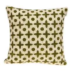 Beige and Green Patterned Pillow