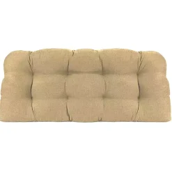 Beige French Edge Outdoor Wicker Settee Cushion