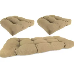 Beige French Edge 3-pc. Outdoor Wicker Cushion Set