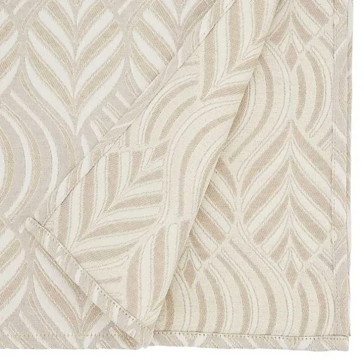 Beige Jacquard Leaf Tablecloth, 72 in.