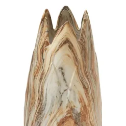Beige Stoneware Jagged Vase, 20 in.
