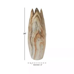 Beige Stoneware Jagged Vase, 20 in.