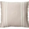 Beige Striped Linen Throw Pillow